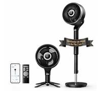 Dreo ventilador inteligente para dormitorio, ventilador de pie silencioso con oscilación 150° + 100°, motor DC, 12 velocidades, 6 modos, 20 dB, mando, temporizador 12 h, ventiladores modernos