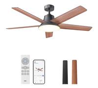 Dreo ventilador techo inteligente de 132 cm con luz LED regulable, 12 velocidades, 3 modos, temporizador de 12h, motor DC silencioso, control por control remoto/APP/Alexa, negro para interiores