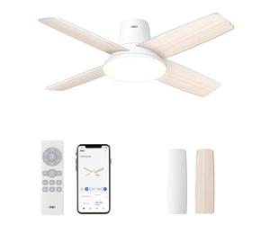 Dreo Ventiladores de techo con luces, 12 velocidades y 3 modos de ventilador, motor CC silencioso, perfil bajo, fácil de instalar, ventilador de techo inteligente de montaje empotrado con LED
