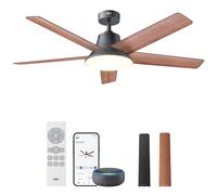 Dreo - Ventiladores de techo de 52 pulgadas con luces y control remoto, 6 velocidades, motor CC reversible silencioso, 5 ventiladores de techo regulables de temperatura de color para recámara, sala de