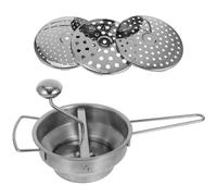 DRESSOOS 1juego Manual de Prensa de Patatas de Acero Inoxidable Herramienta Versátil para Triturar Verduras y Frutas con Mango Ergonómico y 3 Discos Intercambiables para Puré Fácil y