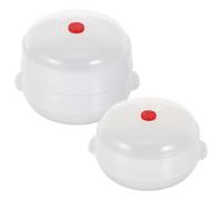 DRESSOOS Vaporera para Microondas Fácil de Limpiar de Plástico Blanco 2 Piezas Diseño de Doble Capa y Ahorra para Cocinar al Vapor Cocina Alimentos y Albóndigas