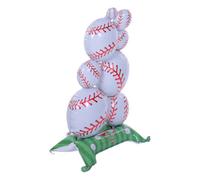 Drfeify Globo de Béisbol de Pie, Globo de Foil Autoportante, 150 Cm de, | Construcción de Papel de Aluminio, Costuras Rojas Realistas y Superficie Blanca, Base Verde para Exhibición Estable, Ideal
