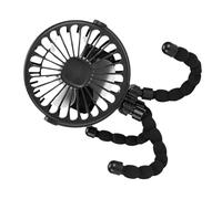 Drfeify Ventilador de cochecito, abrazadera portátil a pilas, diseño de trípode flexible, ideal para coche de bebé y uso al aire libre (negro)