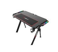 DRIFT GAMING DRDZ150 - Mesa Gaming con Tablero con Acabado en Fibra de Carbono, Alfombrilla Full Size, Soporte Tazas y Auriculares, Extensiones Laterales RGB, Organizador de Cables, Color Negro