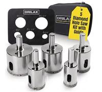 drilax & # 8482; 5 pcs diamond drill Bit Set 3/4 ", 1", 1 - 1/4 ", 1 - 1/2", 1 - 3/4 ' - corte en húmedo de cerámica, porcelana, azulejos, cristal, acuarios, mármol, ducha, grifo drilax052045