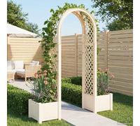 Drillkyn Arco de rosas con macetero, color blanco, 168,5 x 43 x 207 cm, resistente a la intemperie, caja para contenedores de basura con revestimiento integrado y protección visual para jardín