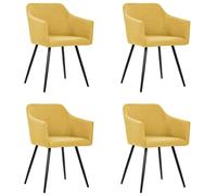 Drillkyn Juego de 4 sillas de comedor amarillas de tela con reposabrazos y estructura de metal, silla tapizada para cocina y sala de estar, asiento ergonómico para comedor, comedor e invitados