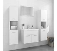Drillkyn Juego de muebles de baño de madera blanca con armario bajo el lavabo, armario alto con espejo y lavabo empotrado para cuarto de baño, invitados, inodoro con espacio de almacenamiento y orden