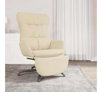 Drillkyn Sillón de relax con reposapiés de tela color crema, 70 x 77 x 98 cm, giratorio 360 grados, sillón tapizado con marco de metal y relleno de espuma, sillón individual con reposabrazos y