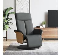 Drillkyn Sillón de relax con reposapiés de tela gris oscuro, giratorio 360 grados, función reclinable manual, sillón tapizado para salón, dormitorio, cómodo sillón individual con marco de metal