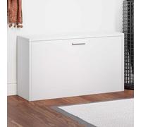 Drillkyn Zapatero blanco de 80 x 24 x 45 cm de MDF y madera, zapatero con espacio de almacenamiento para 5 a 6 pares de zapatos, armario para pasillo, entrada y dormitorio, banco que ahorra espacio