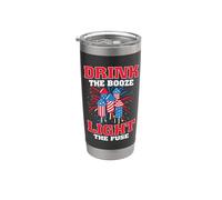 Drink The Booze Light The Fuse American Flag 4th Of July Vaso térmico de acero inoxidable de doble pared