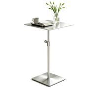 Drsyffsup Mesa Auxiliar Cuadrada Alta para Sala de Estar, Mesa Auxiliar Interior y Exterior de Altura Ajustable, mesas de café de Acero Inoxidable, Escritorio de Comedor de Cocina pequeño(Top 50cm)