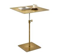 Drsyffsup Mesa Auxiliar Cuadrada de Acero Inoxidable para Espacios pequeños, mesas de Centro para Sala de Estar con Acento de Altura Ajustable, Mesa de Pub de cóctel Retro, fácil de Montar(Top 35cm)
