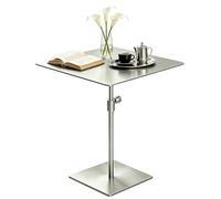Drsyffsup Mesa Auxiliar Minimalista de Acero Inoxidable, Mesa de Comedor Cuadrada para Desayuno, mesas auxiliares Modernas para sofá, mesita de Noche pequeña de Altura Ajustable(Top 50cm)