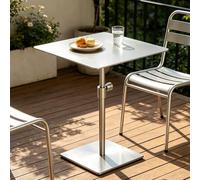 Drsyffsup Mesa de Bar Cuadrada, Mesa de Pub bistró Moderna Ajustable en Altura, mesas de Comedor para Desayuno con Base de Metal para cafetería, Bar, Fiesta, Cocina, fácil Montaje, Plateada(Top 50cm)