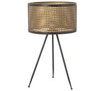 DRW Lampara De Sobremesa Metal Dorada imita Fibra Natural Ø35x60cm, Pantalla:ø35x20cm