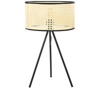 DRW Lampara Sobremesa Metal Pantalla Fibra Natural Ø30x51cm, Base:19x19x37cm