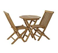 DRW Mesa Set 3 Teca 60X60X75 2 SILLAS Natural Marron 60X60X75