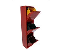 DRW Papelera Reciclaje 3 Cubos de Basura (Rojo)