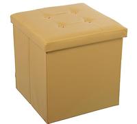 DRW Puf pegable con almacenaje 45x45x45 cm (Dorado Polipiel)