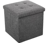 DRW Puf pegable con almacenaje 45x45x45 cm (Gris Oscuro Poliester)