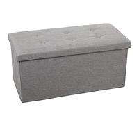 DRW Puf pegable con almacenaje en Poliester Gris 38x77x38 cm