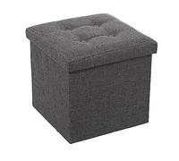 DRW Puf pegable con almacenaje en Poliester Gris Oscuro 38x38x38 cm
