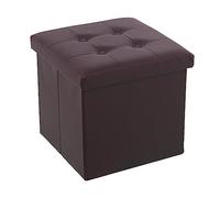 DRW Puf pegable con almacenaje en Polipiel Marron 38x38x38 cm