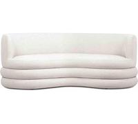 DRW Sofa Redondeado de Borreguito Blanco 4 plazas 195X78X30 cm