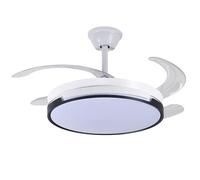 DRW Ventilador de Techo con luz y 4 aspas retractiles en Blanco Diana 53x106x106 cm