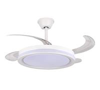 DRW Ventilador de Techo con luz y 4 aspas retractiles en Blanco Minerva 53x106x106 cm