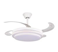 Ventilador de techo DRW con luz y 4 aspas retráctiles, color blanco, 53 x