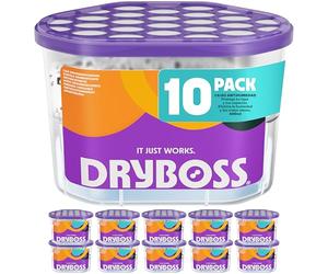 DRYBOSS Pack x 10 Deshumidificador Absorbente Anti Humedades de Armarios, Interior Casa, Cajones, Habitacion, Pared, Coche. Quita Olores y Absorbe Humedades. Previene Condensación. Antihumedad