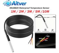 DS18B20 Sonda con sensor de temperatura a prueba de agua 1M 2M 3M 5M 10M Cable de 3 cables Termómetro digital para Arduino ESP32 Raspberry Pi 2M