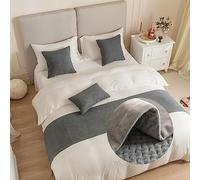 DSAoTeng Camino de cama jacquard y funda de cojín a juego, caminos de cama reversibles, bufandas, decoración del hogar, hotel, ropa de cama, toalla de cama, protección de colcha (gris, 45 x 210 cm,