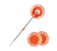 DSFGRTJ Mopa De Ajustable Giratoria De 360° con 2 Cabezales De Fregona De Repuesto, Limpiador De Polvo De Pared Redonda, Limpiador De Pared Seca Y Húmeda con Mango(Orange,2m)