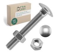 DSM - Tornillos de cabeza redonda M8 x 130 mm según DIN 603 - incluye tuerca hexagonal M8 DIN 934 - Acero inoxidable A2/V2A - Tornillos de cabeza redonda plana con cuello cuadrado - Rosca completa