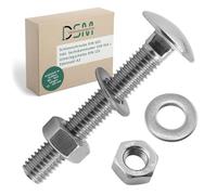 DSM - Tornillos M6 x 80 mm según DIN 603 - Incluye tuerca hexagonal M6 DIN 934 y arandela DIN 125 - Acero inoxidable A2/V2A - Tornillos de cabeza redonda plana con cuello cuadrado - 10 unidades