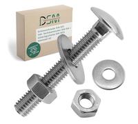 DSM - Tornillos M8 x 120 mm según DIN 603 - Incluye tuerca hexagonal M8 DIN 934 y arandela DIN 9021 - Acero inoxidable A2/V2A - Tornillos de cabeza redonda plana con cuello cuadrado - 50 unidades