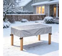 DSRDRFG Funda Mesa Exterior Impermeable 70x45x15cm/LaxAnxAL Funda Protectora para Mesa de Jardin, Cubierta de Mesas Exterior Anti-Viento, Anti-UV Cubierta para Muebles Jardin Rectangular, Plata