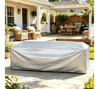 DSRDRFG Funda Mesa Jardin Impermeable 160x50x70cm/LaxAnxAL Funda Muebles Jardin Rectangular/Cuadrada,420D Tela Oxford Cubierta de Mesa Exterior Fundas Protectora Mesa para Ratán Sofá, Plata