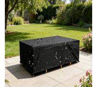DSRDRFG Funda Protectora Muebles Jardin 185x105x50cm/LxAxH Juego de Fundas para Mesa de Patio con Cordón, Ajustables, Exterior e Interior, Cubierta Impermeable, Tela Oxford 420D, Negro