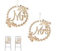 Dtoterul Mr Mrs Signo Decoración Silla Cartel Madera 2 Piezas Mr and Mrs Wedding Chair Sign Wedding Chair Decor Señales de Silla de Boda para Novia y Novio Madera Decorativa Wedding Sign