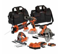 Dual Power Pack de 4 herramientas 20V con taladro, caladora, sierra de sable y circular
