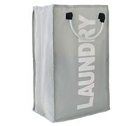 Dubens - Bolsa de almacenamiento, cesta para la colada, cesto para la colada, cesto para la ropa sucia, plegable, para viajes, con asas, 40 L (gris)