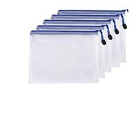 DUBTEDHOU Sacos de Red Cerrados, Bolsa de Archivos con Cremallera Malla, Carpeta Almacenamiento papelería Multicolor, A4/A5/A6, 5 uds(5 PCS A4 White Bags)