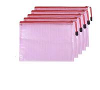 DUBTEDHOU Sacos de Red Cerrados, Bolsa de Archivos con Cremallera Malla, Carpeta Almacenamiento papelería Multicolor, A4/A5/A6, 5 uds(5 PCS A5 Red Bags)
