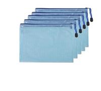 DUBTEDHOU Sacos de Red Cerrados, Bolsa de Archivos con Cremallera Malla, Carpeta Almacenamiento papelería Multicolor, A4/A5/A6, 5 uds(5 PCS A4 Blue Bags)